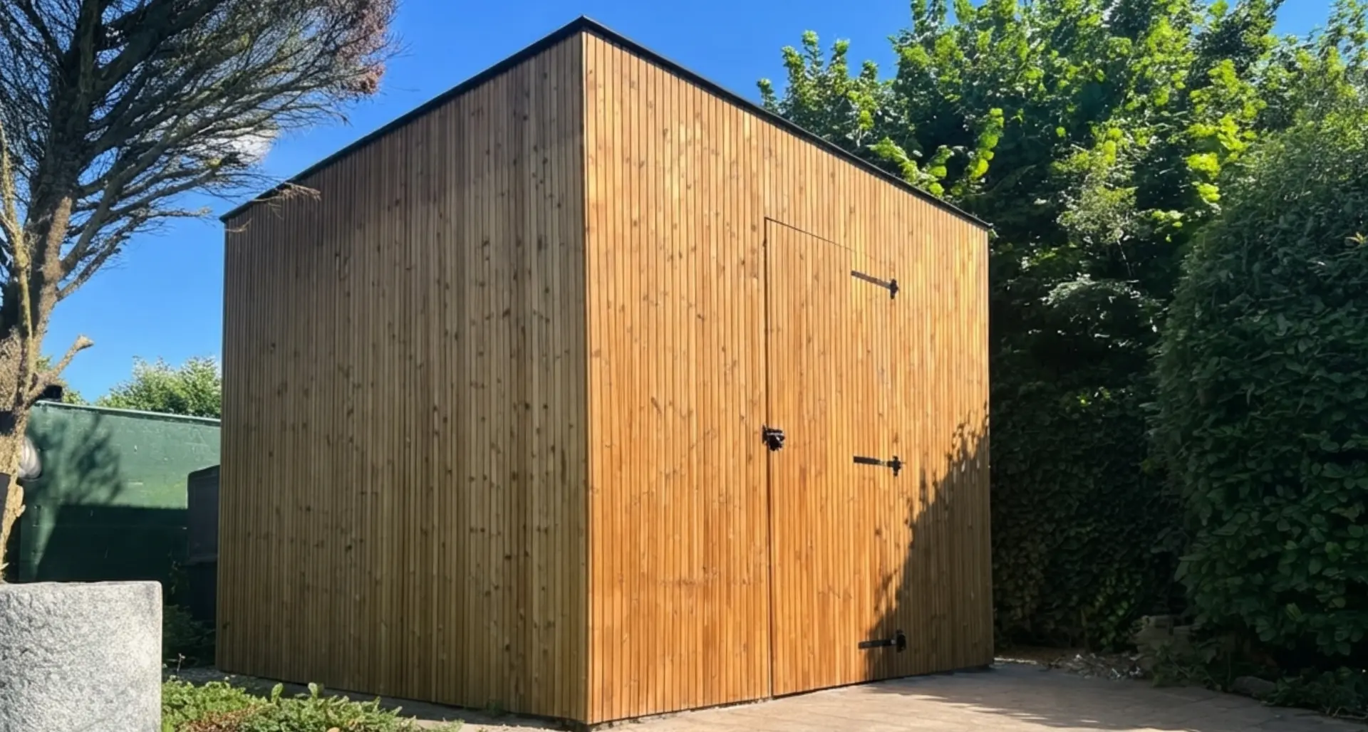 Moderne tuinberging in thermo grenen in Lochristi