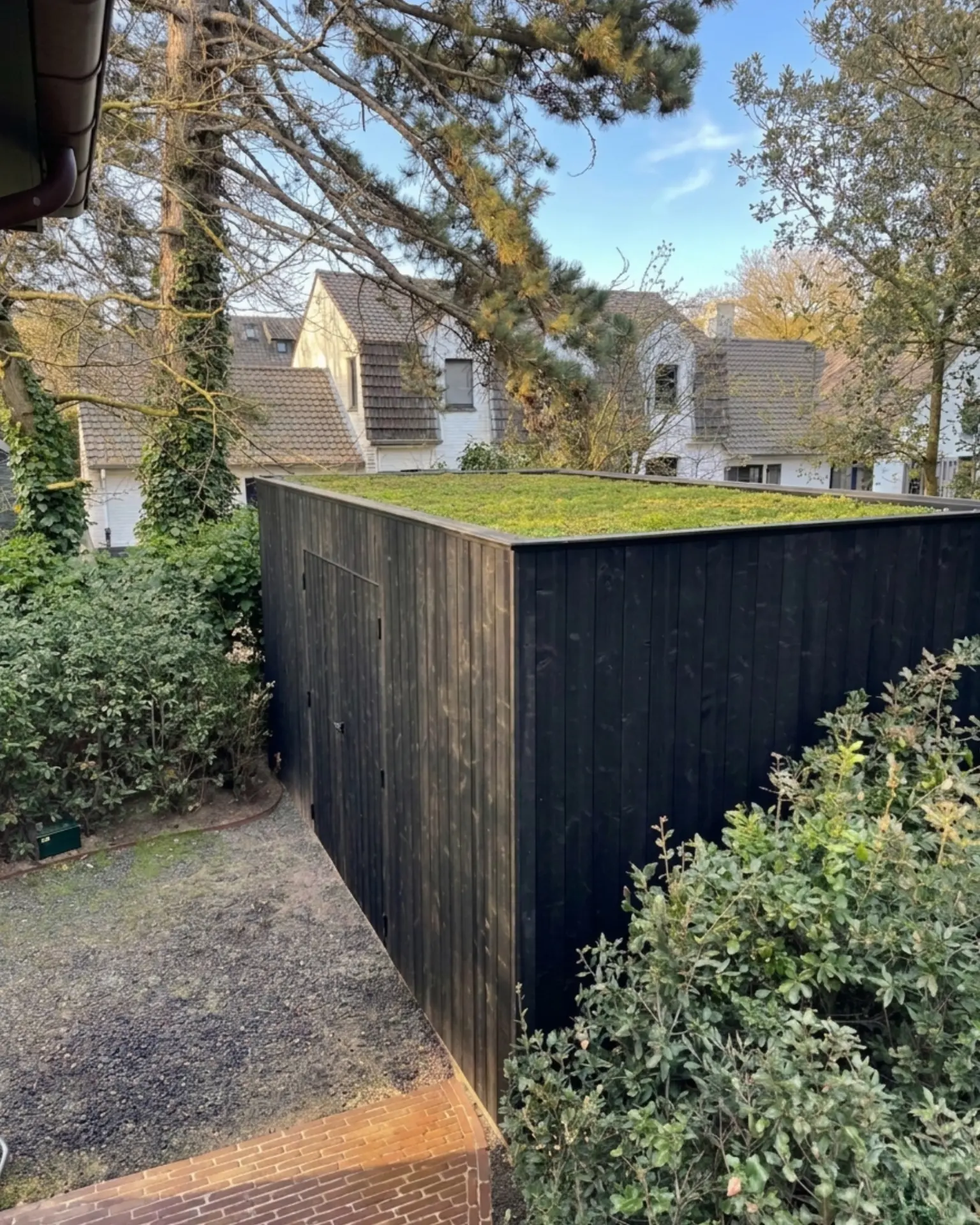 Groendak op houten tuinberging